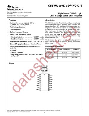 CD74HC4015MG4 datasheet  